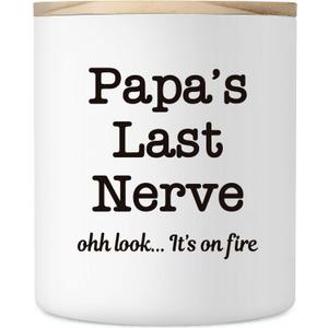 Christmas Grandpa Gifts, 10OZ Funny Papa Grandfather Grandpa Birthday Gifts from Grandkids Granddaughter Grandchildren, Best New Grandpa Ever Gift Ideas, Papa's Last Nerve Scented Soy Candle