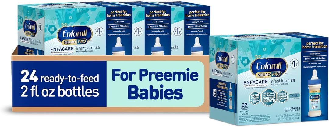 Enfamil NeuroPro EnfaCare High Calorie Premature Baby Formula, Milk-Based with Iron, Brain-Building DHA, Vitamins & Minerals for Immune Support, easy-to-digest proteins, Baby Milk, 2 Fl Oz, 24 Count (EXP 10/23/25)