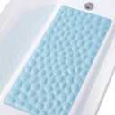 Non-Slip Bathtub Mat OTHWAY Soft Rubber Bathroom Bathmat with Strong Suction Cups (Lake Blue, 16x31.5 inch)