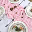 8 Pack Pink Table Runner Cheesecloth 10Ft Spring Gauze Cheese Cloth Table Runner 120 Inch Boho Sheer Rustic Fabric for Party Holiday Decor Bridal Baby Shower Wedding Decoration