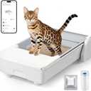 Meowant Automatic Litter Box, Self Cleaning Cat Litter Box with App Control, Open Top Cat Box for Multi Cats, Dual Rake, Works with Clumping Litter, Anti Pinch Safety Feature, Odor Control