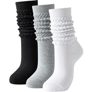 Slouch Socks Women Thigh High Boot Socks Soft Scrunch 3 Pair Pack 
