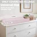 Vegan Leather Changing Pad Cover - 31"X 16" - Waterproof Wipeable, Extra Thick & Portable & Non-Slip Diaper Mat - Fits Standard Changing Tables for Baby Boy Girl (Pink)