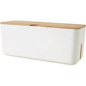 Changsuo Wall Mount Cable Management Box LargeCable Organizer Box for Extension Cord Power Stripe Surge Protector Wire Management Concealer Organizer Cover Hider for Desktop (Large, White)