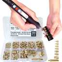 Heat Set Insert Tools kit Brass Nuts 3D Printing 60W Digital Soldering Iron and 380 Pcs Kit Threaded Inserts with Insert Tips M2 M2.5 M3 M4 M5 M6(1/4) M8 for inserts 3d printing and plastic