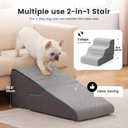 Gardner Pet Dog Stairs for Small Dogs 16.5" H, 2 in 1 Transformable 3-Step Pet Stairs and ramp, Dog Steps for Couch (13-20 in) with Durable Non-Slip Waterproof Cover and CertiPUR-US Certified Foam