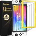 ivoler 4-Pack Tempered Glass Screen Protector Designed for Nintendo Switch OLED Model 2021&2023 with [Alignment Frame] Transparent HD Clear[Updated Version] Screen Protector for Switch OLED 7''