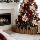 Christmas Tree Edging, Wooden Edgings for Christmas Tree gate, Edging Border Mini Christmas Tree Edging Barrier, Home Garden Christmas Tree Edging Edge, 5.9" H x 4ft L (2 Pack)