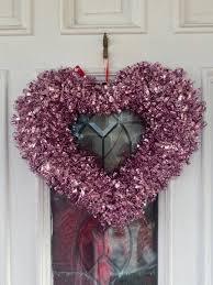 HH 12in Heart Tinsel Wreath Soft Pink Pack of 14