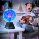 Theefun Blue Plasma Ball: 8 Inch Huge Plasma Globe Birthday Gifts Touch & Sound Sensitive Plasma Ball Lamp Electric Ball Lightning Novelty Light for Parties, Home, Prop, Room Decoration