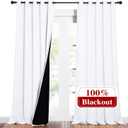 NICETOWN Full Shading Cold Blocking Curtains for Windows, Super Heavy-Duty Black Lined Blackout Curtains for Bedroom, Privacy Assured Window Treatment (White, Pack of 2, 62 inches W x 95 inches L)