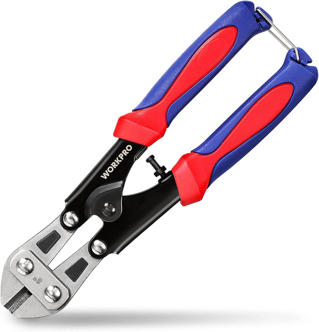 WORKPRO Mini Bolt Cutter 8-inch, Spring Loaded Small Heavy Duty Wire Cable Cutter, Snips Clippers with Soft Anti-Slip Handle8-inch/210mm