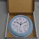 Wall Clock, Sweep Silent Movement Accurate Clocks with Temperature & Humidity, Decorative for Kitchen/Living Room/Bedroom/Office/School/Classroom (Black, 8 inch)