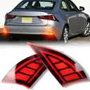 Full Lens LED Rear Reflector Bumper Fog Light Assembly kit for Lexus IS IS250 IS300 IS350 IS200t is-F 2014-20,Sequential Turn Signal Light&Brake Light&Daytime Running Light,2 PCS (RED)