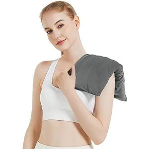 Microwavable Heating Pad with Washable Cover, 8 x 18 Microwave Heating Pad for Neck and Shoulders, Moist Heat Bean Bag Warm Compress for Knee, Joints, Wrist, Abdomen (Dark Gray)