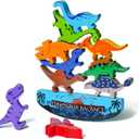 LiKee Wooden Stacking Dinosaur Toys for Kids 3-5 Montessori Toys for 3 4 5 6 7 8 Year Old Boys Girls Christmas Birthday Gifts for Kid Ages 4-8 Balance Competition Game for Family Stocking Stuffers