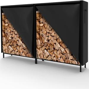 WALMANN 6 ft Firewood Rack with Cover, Heavy Duty Log Rack With Weather Resistant 600D Oxford Fabric Cover, Indoor/ Outdoor Wood Holder for Firewood
