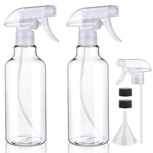 2 x Plastic Spray Bottles Empty Spray Bottle 16.9oz/500ml 2 Pack Heavy Duty Spraying Bottles Mist/Stream Water Bottle for Cleaning Solutions, Essential Oils, Hair (Clear)