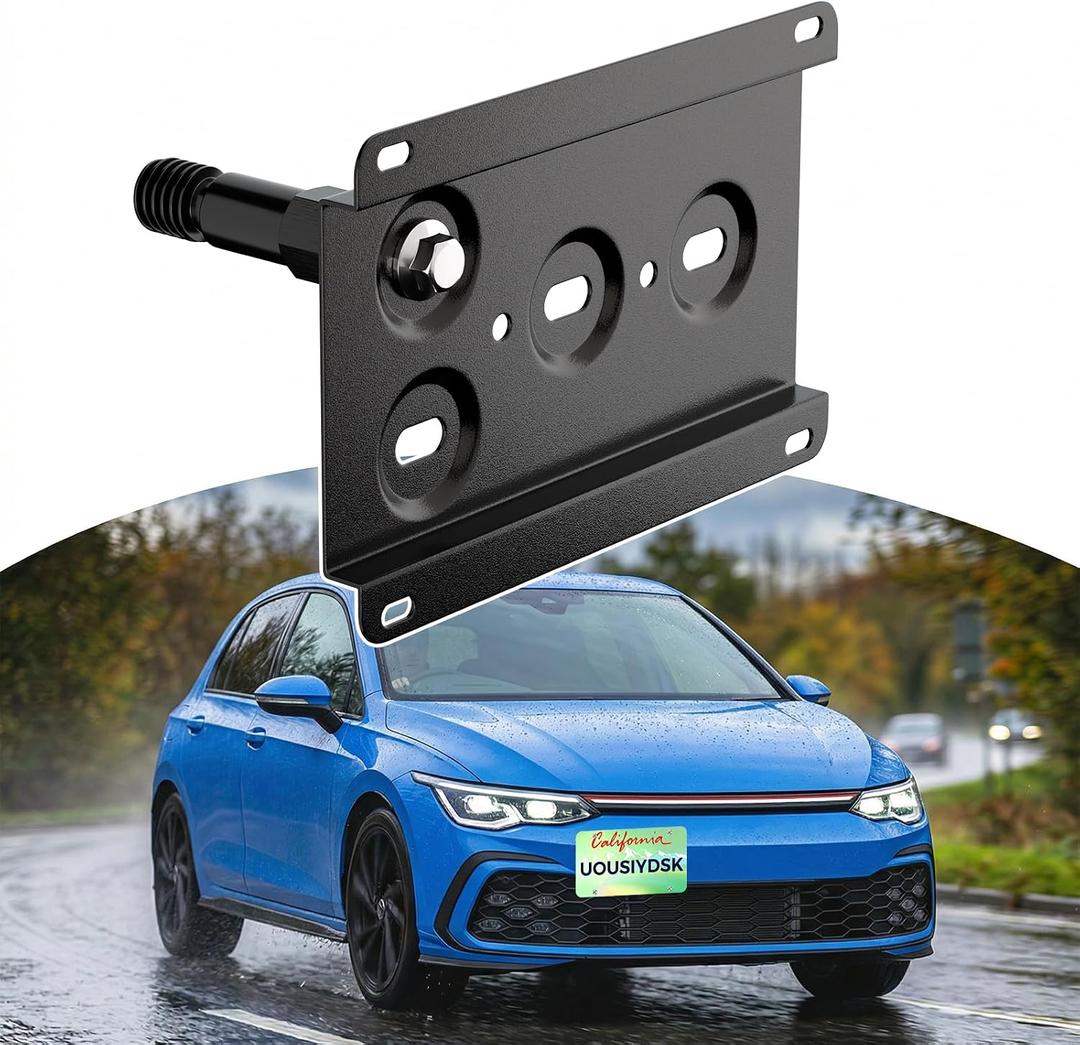 Front License Plate Bracket Compatible with Volkswagen 2015-2021 VW MK7 GTI Golf No Drill Tow Hook License Plate Holder, Car Tag Frame, Bumper Relocator Adapter