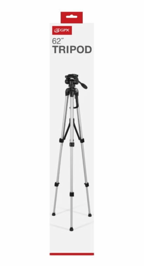 GPX 62 inch Tripod with Pan/Tilt, Quick Release and Slip
