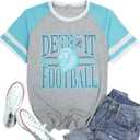 Football Shirt Women Game Day Shirts Football Team Fans Tee Sports Jersey Tops (Gray, M)