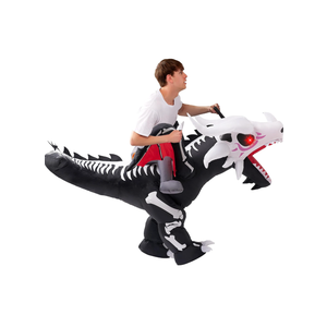 Spooktacular Creations Inflatable Costume for Adult, LED Light Eyes Dragon Skeleton Blow Up Costumes, Ride On Deluxe Costumes for Halloween Costume Parties Child 7-10Yrs