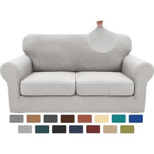 XINEAGE New 3 Pieces Couch Covers for 2 Cushion Sofa Super Stretch Loveseat Slipcover Pet Dog Universal Slip Cover Anti Slip Love Seat Furniture Protector (Peacock Blue, 55"69")