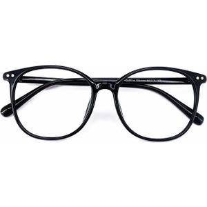 Reading Glasses Anti Blue Light Blocking Reader Oversized Frame for Women Men for Mid Big Face Anti Eyestains (Black)