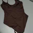 FeelinGirl Shapewear Bodysuits for Women Tummy Control Body Suits Deep V Neck Thong Body Shaper (Brown, XS)