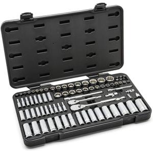 GEARWRENCH 76 Pc. 1/4" & 3/8" Drive 12 Pt. Standard & Deep Mechanics Tool Set, SAE/Metric - 80948