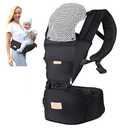 FRUITEAM 6in1 Baby Carrier with Waist Stool/Hip Seat, One Size Fits All Adapt to Newborn, Baby Hip Carrier for Breastfeeding, Infant & Toddler, Dark Grey