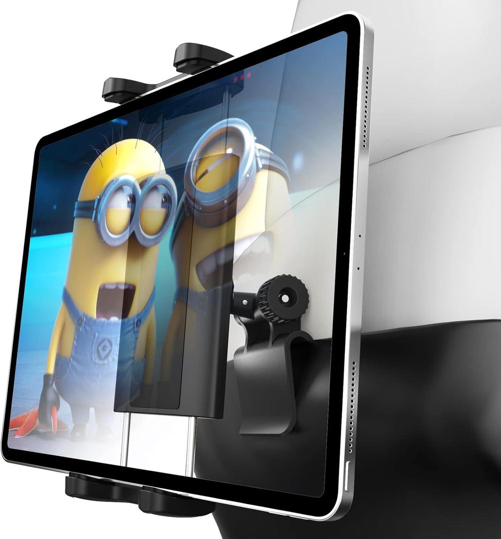 Charchendo for Tesla Model Y Model 3 Headrest Tablet Mount with Metal Ball Head Fits 4-13'' Devices, Car Back Seat iPad Holder Kids Adjustable Travel for iPad 12.9, Tablet, Phone, Switch, Fire HD 10