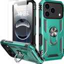 IKAZZ for iPhone 17 Pro Max Case 6.9 Inch with Screen Protector,Military Grade Shockproof Heavy Duty Protective Phone Cover Pass 16ft Drop Test with Magnetic Kickstand Car Mount Holder,Turquoise