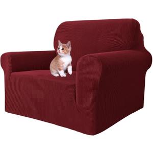 MAXIJIN Stretch Chair Cover Chair Slipcovers with Arms, 1-Piece Couch Sofa Chair Covers for Living Room, Non Slip Armchair Cover (31"-46") Furniture Protector Dogs Pet Friendly (Chair, Wine Red)