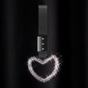 Fabbay Bling Car Accessories Bling Heart Handle Ring Car Accessory for Women Heart Hand Strap Drift Charm Rear Bumper Warning Ring Decor for auto Bus Interior Exterior Decoration (White,Heart Style)