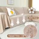 OstepDecor Sectional Couch Covers 2 Pieces, L Shaped Sofa Cover, Chenille Couch Cover for Dogs Washable, Couch Cover Blanket, Sofa Slipcover for 2-3 Cushion Couch (71"x118"+91"x134", Khaki)