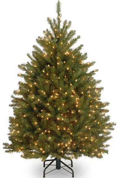 National Tree Company Pre-Lit Artificial Mini Christmas Tree, Green, Dunhill Fir, White Lights, Includes Stand, 4 Feet