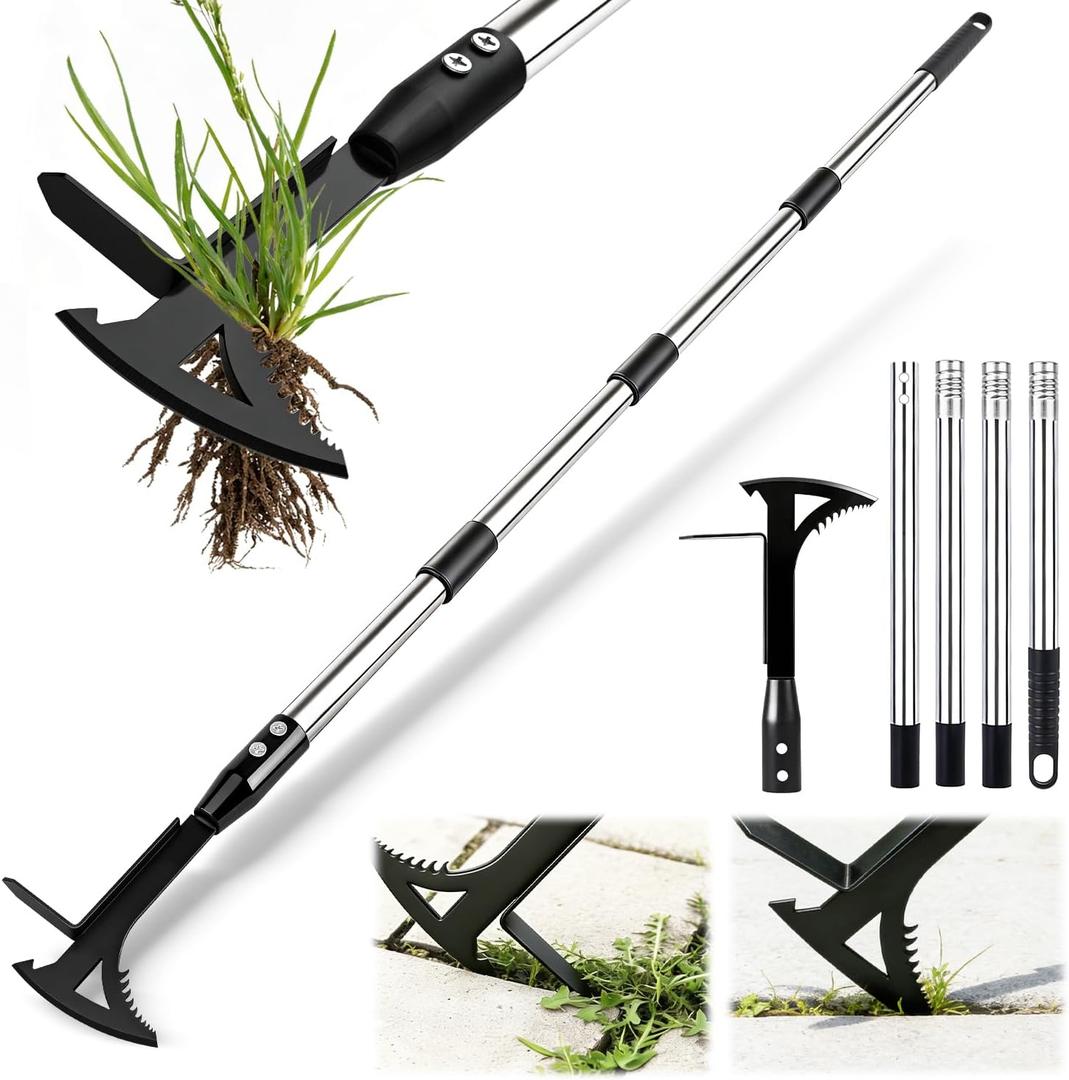 Manganese Steel Crack Weeder Tool,Multi-Functional Weed Puller Tool,Heavy Duty Crevice Weeding Tool with Serrated Sickle Blade,Moss Scraper Weed Remover for Weeding Between Concrete Pavers Decks