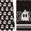 2 x Artoid Mode Black Ghost Spooky Halloween Kitchen Towels Dish Towels, 18x26 Inch Quick Dry Microfiber Cloth Hand Towels for Kitchen Drying Set of 2