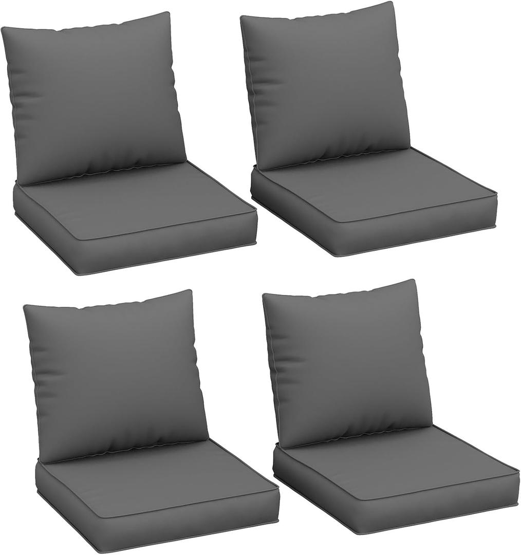 UDPATIO Outdoor Cushions for Patio Furniture, 4'' Replacement Cushions for Outdoor Sofa Bench, Water-Resistant Sectional Cushions, Grey (4 Seat/8 Pcs)