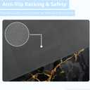 Bathroom Mat Rug Black Marble Patterned, Mat for Master Guest Bath Floor, Kitchen Bathroom Sink, Non-Slip, Ultra-Thin, Absorbent, Quick Dry, Aesthetic Bath Mat, Rubber Backing, 17 x 24 in