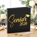 2026 Graduation Guest Book 8.7'' x 8.7" with 2 Markers Senior 2026 Scrapbook Graduates Keepsake Gift Hardcover Black Gold Foiled Photo Album Picture Book for Graduation Party Supply 144 Pages