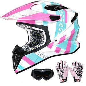 Youth Dirt Bike Helmet Kids Full Face Motorcycle Helmet for Off-Road ATV Street Riding, DOT Approved Kids Motocross Helmet with Goggles & Gloves Small