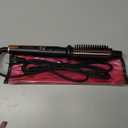 Curling Iron Brush, Ceramic Tourmaline Ionic Hair Curling Wand, Curling Brush with Barrel & Anti-Scald Bristles for All Hair Types