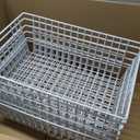 Redrubbit Wire Storage Baskets, Large Farmhouse Metal Freezer Basket Storage Organizer Bins with Handles for Kitchen Cabinets, Pantry, Closets, Bedrooms, Bathrooms, Set of 6, White