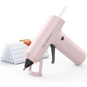 Tilswall Cordless Hot Glue Gun, Fast Preheating with 2000mAh Built-in Battery Hot Melt Glue Gun, 20 Premium Glue Sticks, Mini Glue Gun Ideal for Crafts, DIY Gift, Repairs Pink
