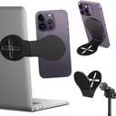 ALAFLY Detachable Magnetic Phone Holder for Laptop & Car, Foldable Desk Phone Stand, Adjustable Magnetic Phone Tripod Mount Adapter with 1/4" Screw Design for MagSafe iPhone and All Phones, Black