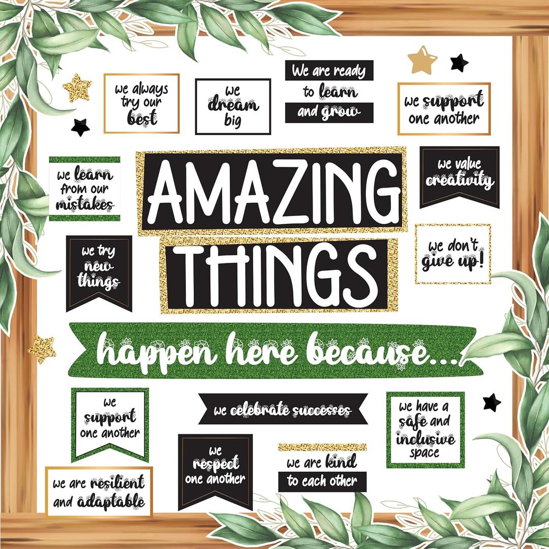 Decorably 105 Pcs Cutouts Modern Farmhouse Classroom Decor Farmhouse Set with Borders, Amazing Things Happen Here Bulletin Board - School, Bulletin Boards, Classroom Walls Decorably 105 Pcs Cutouts Modern Farmhouse Classroom Decor Farmhouse Set with Borders, Amazing Things Happen Here Bulletin Board - School, Bulletin Boards, Classroom Walls