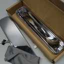 titanium tableware set, travel tableware with box, including titanium fork, knife, chopsticks and spoon, packed in a suitcase, portable design, suitable for school, work, picnic, camping use