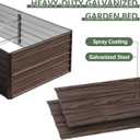 Galvanized Raised Garden Beds, 8x4x2FT Outdoor Planter Boxes with Safety Edging and Gloves, Rustic Country Style Metal Garden Bed Kit for Vegetables Flower and Fruits (Brown Wood Grain